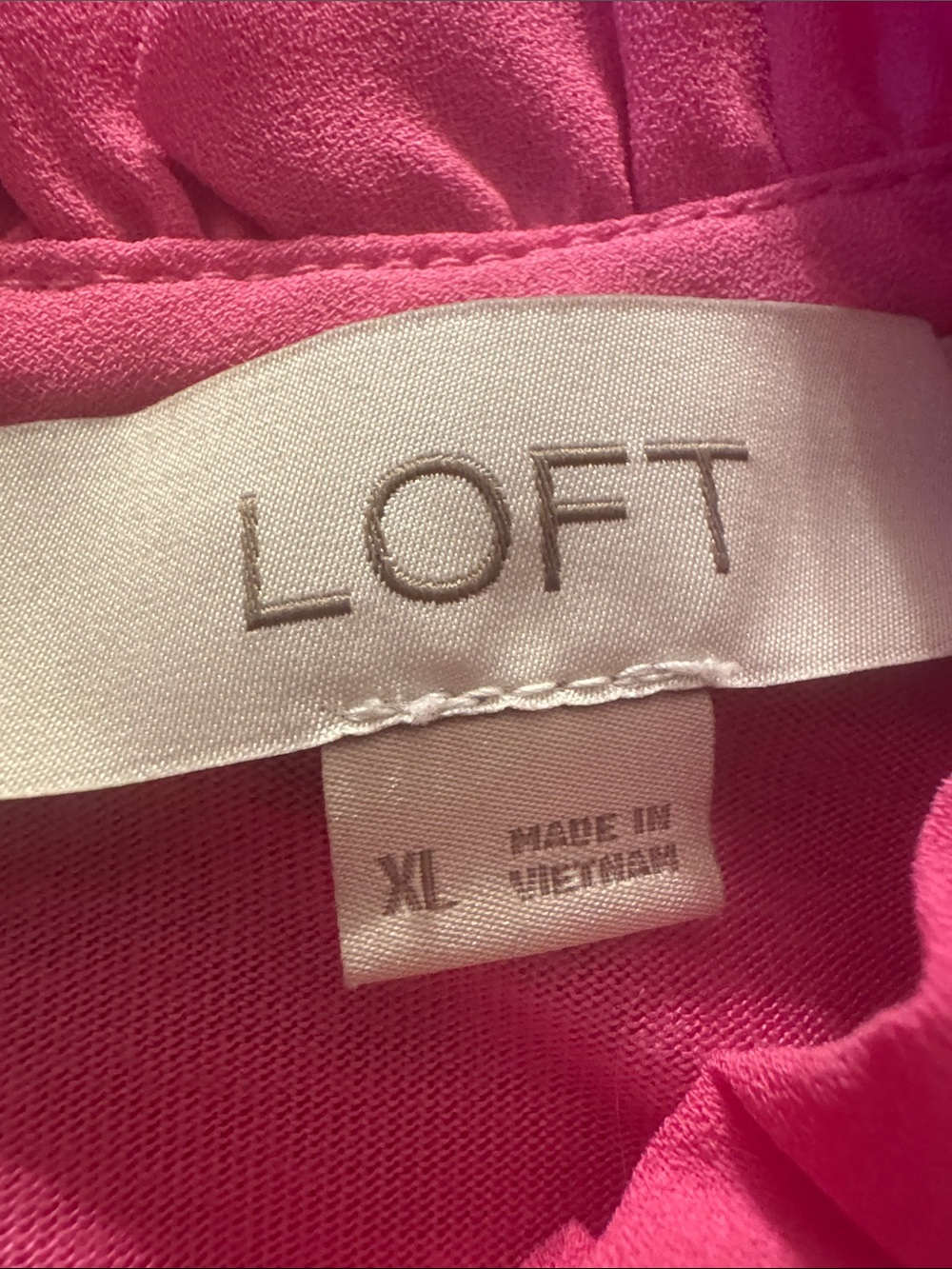 LOFT Hot Pink Ruffle Neck Sleeveless Shell - Picture 2 of 5